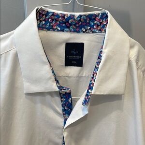 Tailorbyrd White Shirt with Geometric Trim